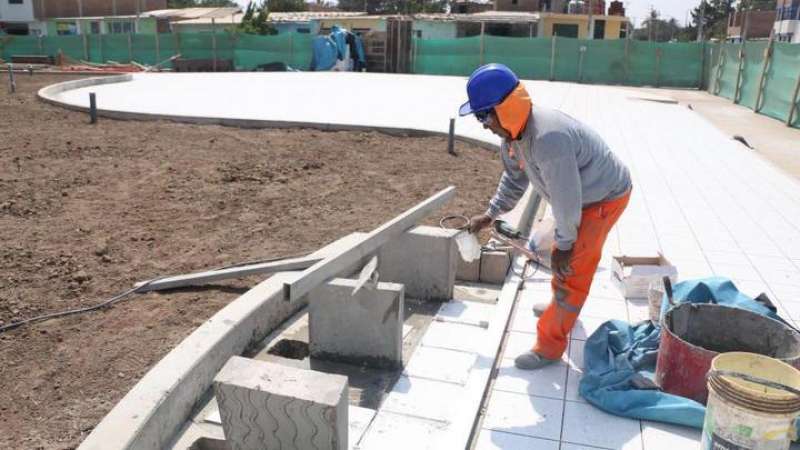 Lambayeque: continúa la construcción del parque principal de Manuel Mesones Muro