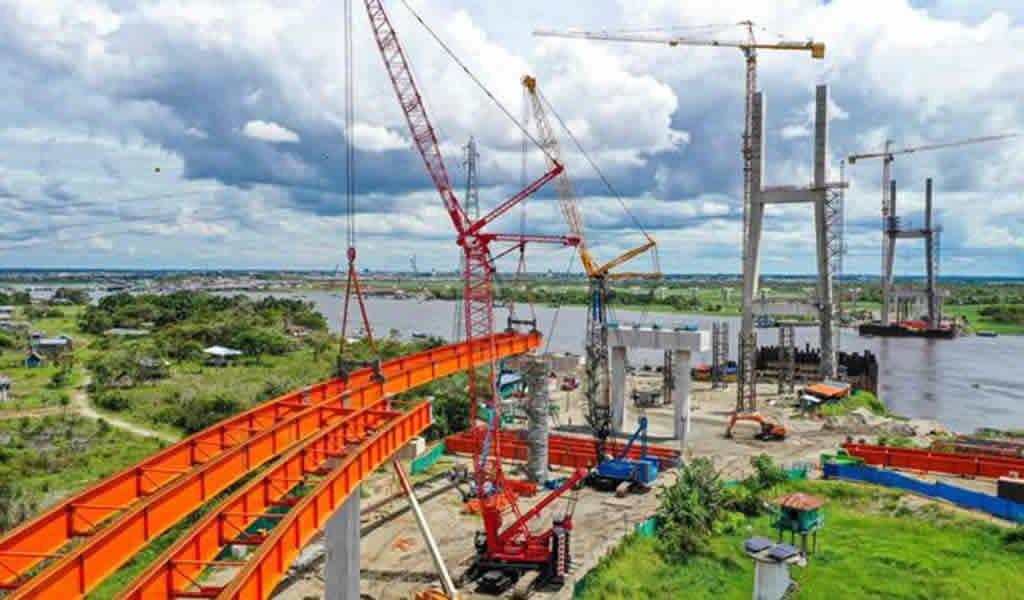 Construcción del puente Nanay en Loreto registra un avance de 86%