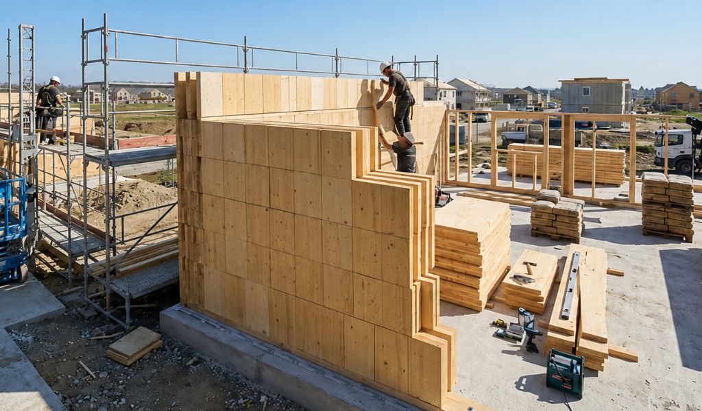 Sistema alemán con bloques de madera maciza promete revolucionar la construcción de viviendas en solo siete días